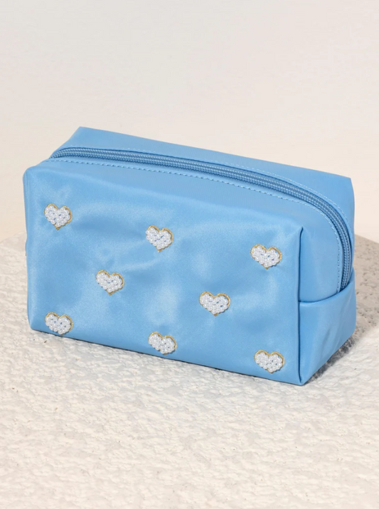 Blue  Hearts Pouch Travel Accessories in  at Wrapsody