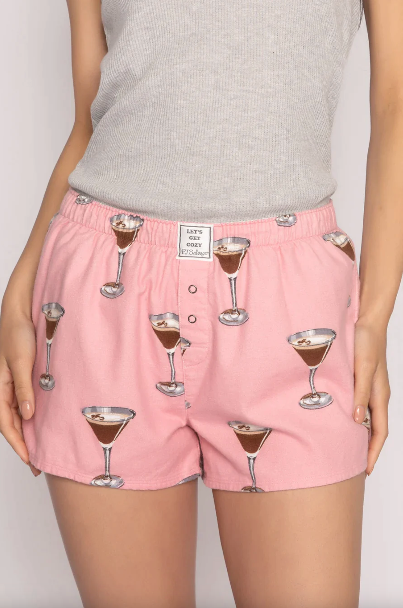 PJ Salvage Pink Martini PJ Flannel Short Loungewear in  at Wrapsody