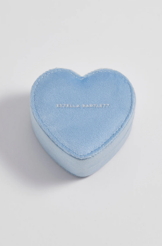 Blue Velvet Mini Heart Jewelry Box Travel Accessories in  at Wrapsody