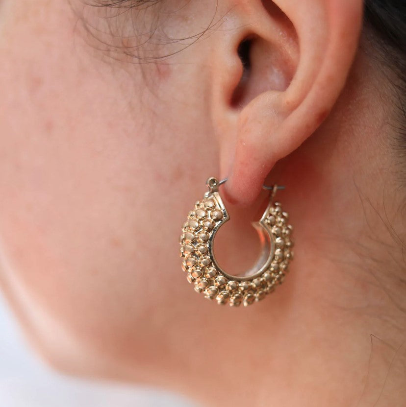Harmony Text Gold Hoop Earrings in  at Wrapsody
