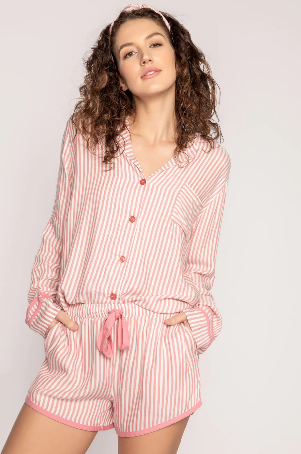 PJ Salvage Rust Stripe Pajama Set Loungewear in XS at Wrapsody