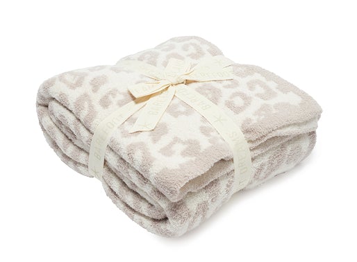 Barefoot Dreams CozyChic Barefoot in the Wild Leopard Throw Blankets & Throws in Cream/Stone at Wrapsody
